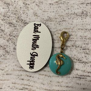 *Anthropologie The Collector's Charm Ocean Turquoise Gold Seahorse
